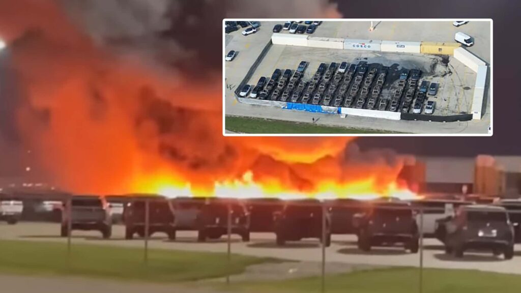 Factory Parking Lot Fire Damages Over 50 Rivian Electric Vehicles