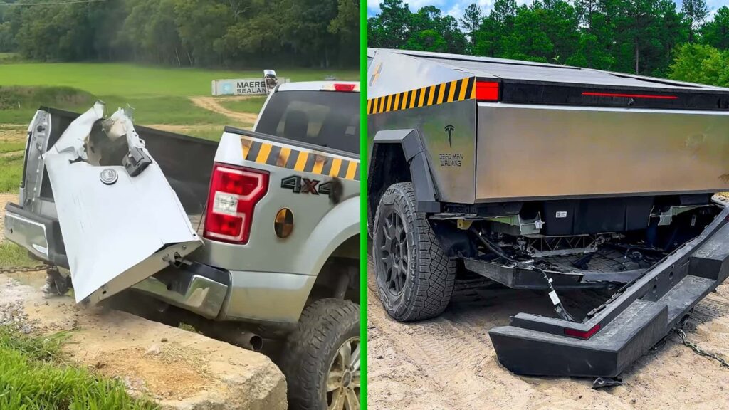 Ford F 150 Survives Tough Test, Tesla Cybertruck's Frame Does Not.