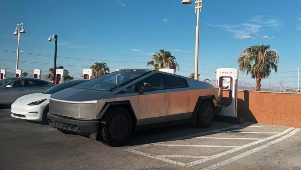 Tesla Cybertruck Reveals Lightbar And Updated Wheel Cover Design