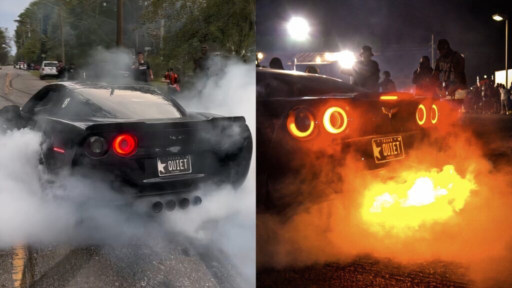 Epic Corvette C6 Z06 Burnout Ends In Fiery Blaze On