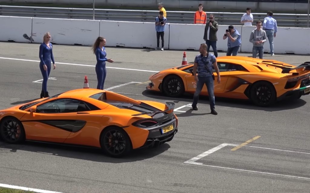 Intense supercar clash: mclaren 570s faces off against lamborghini aventador